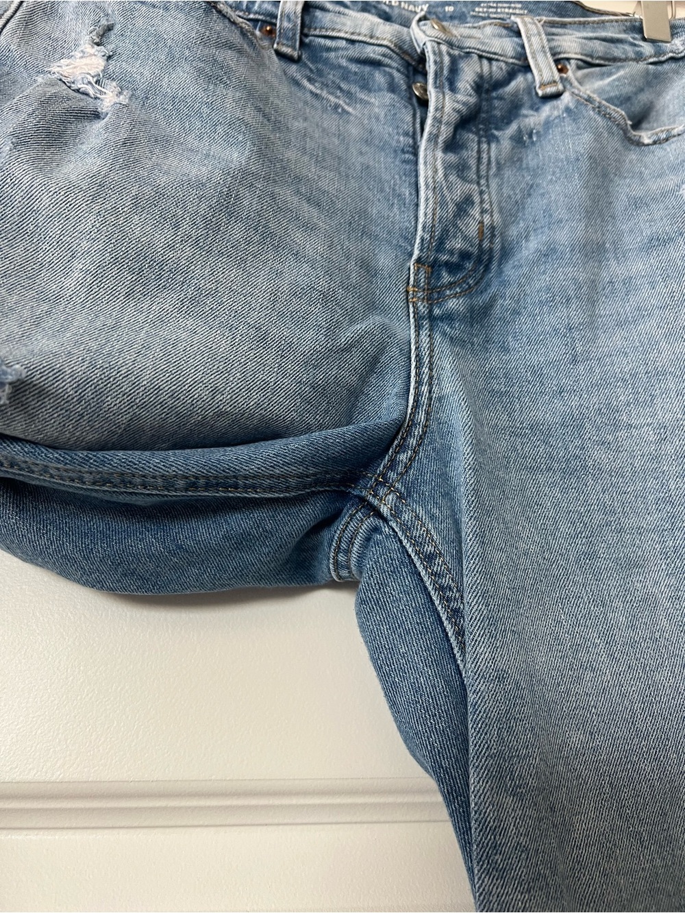 Old Navy Sky-Hi Straight Jeans Womens 10 Blue Distressed Button Fly Raw Hem - Picture 7 of 14